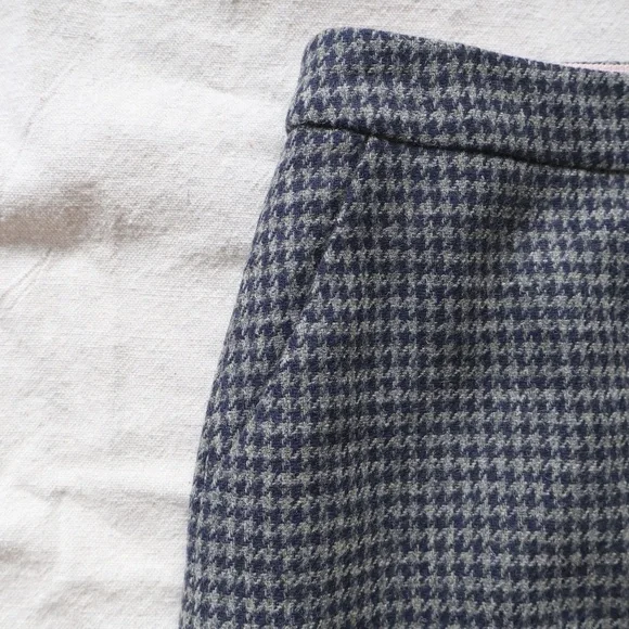 Boden British Tweed Houndstooth A-Line Skirt Womens 12 Gray Navy Workwear Twee - Picture 2 of 7